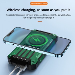 20000mAh Portable Solar Power Bank Wireless Charging Solar Panel Power Generation