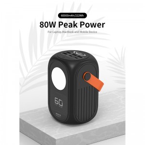 60000mAh Portable Power Banks Power Station Wired PD65W Fast Charging Tech for Outdoor Power Supply use