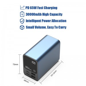 Popular Product 30000mAh Portable Power Bank 20000mAh Powerbank with Wired PD65W Fast Charging Tech